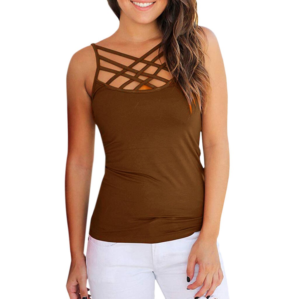 Cross Neck Shirt Top - 200000790 Brown / S / United States Find Epic Store