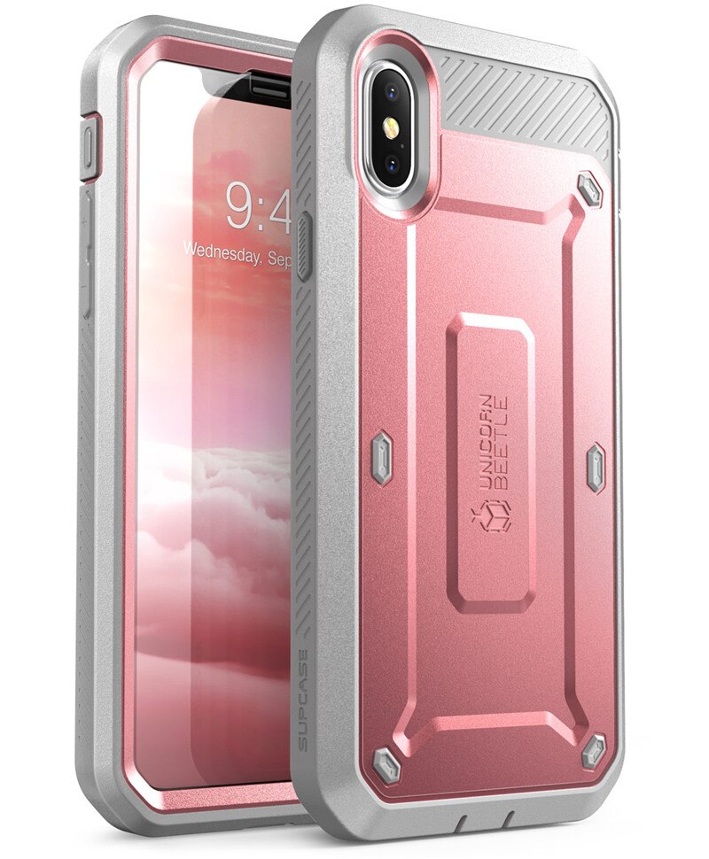 For iPhone X XS Case UB Pro Series Full-Body Rugged Holster Clip Case with Built-in Screen Protector For iphone X Xs - 380230 PC + TPU / Rose Gold / United States Find Epic Store