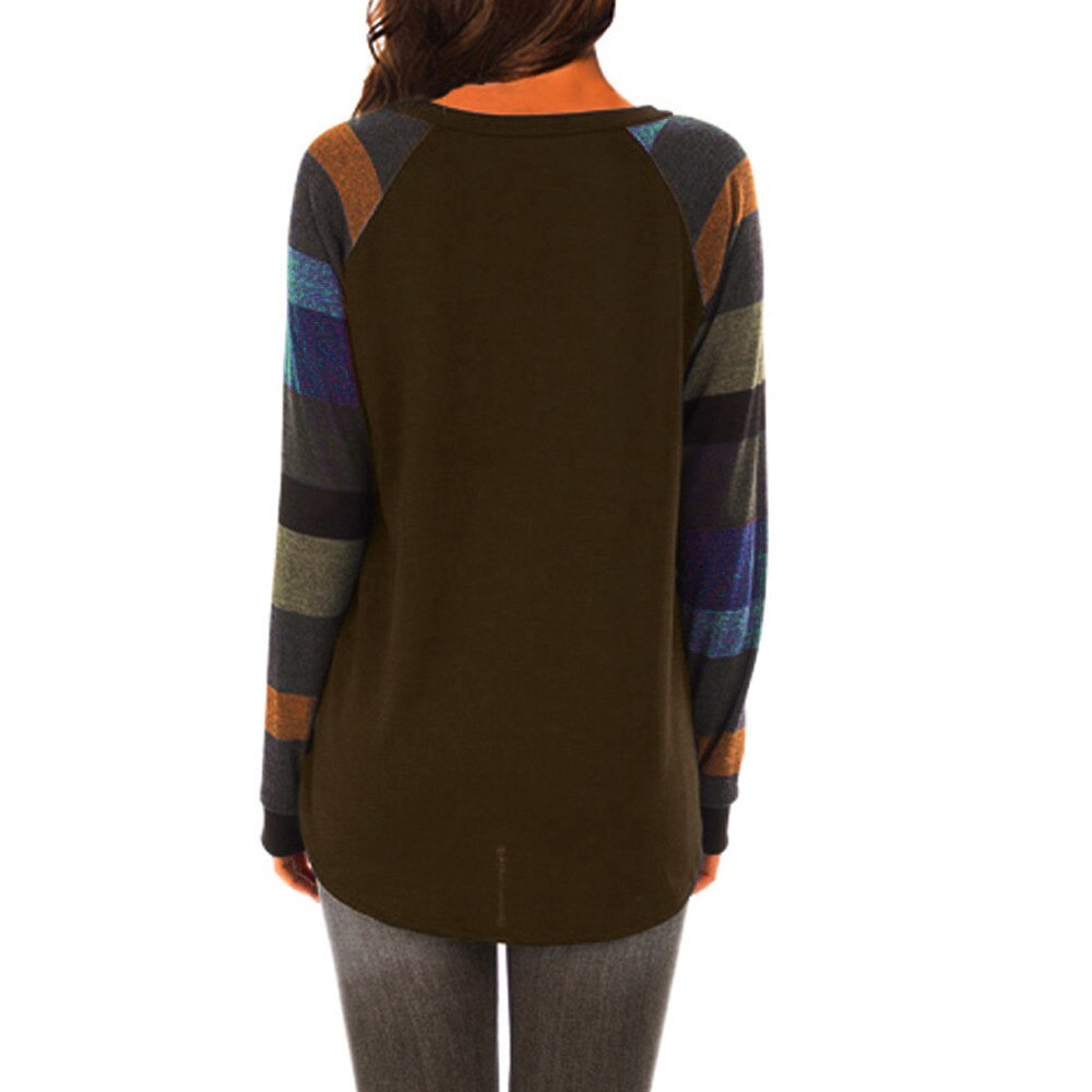 Long Sleeve Patchwork Tops T-shirt - 200000791 Find Epic Store