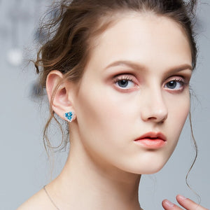 Fashion Brand Earrings Embellished with Blue Crystal Heart Earrings - 200000171 Find Epic Store