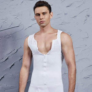 Mens Chest Compression Shirt Gynecomastia Vest Slimming Shirt Body Shaper Tank Top Front Zipper Corset For Man Shapewear - 0 white / S / United States Find Epic Store