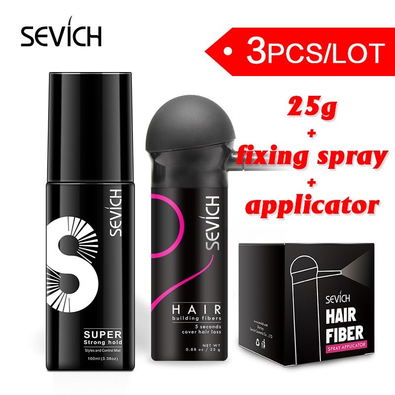 Sevich 25g Gel + Fixing Hair Spray + Nozzle Applicator Pump Keratin Hair Building Fibers Powder - 200001174 Find Epic Store