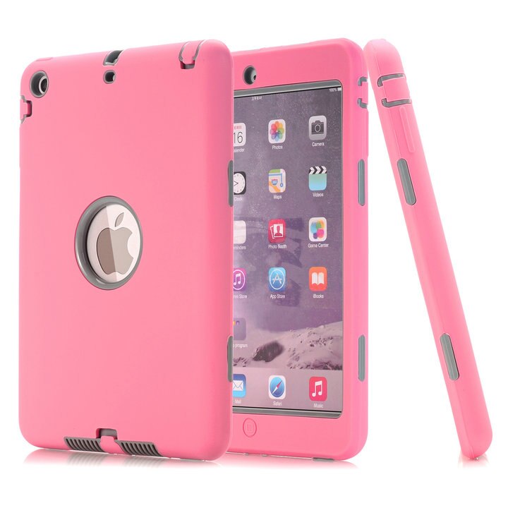 For iPad mini 1/2/3 Retina Kids Baby Safe Armor Shockproof Heavy Duty Silicone Hard Case Cover Screen Protector Film+Stylus Pen - 200001091 Pink and Gray / United States Find Epic Store