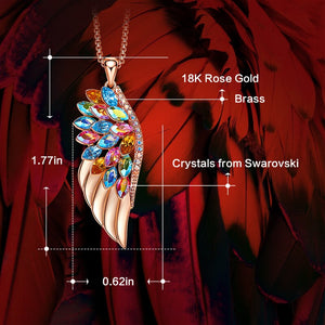 Women Rose Gold Phoenix Feather Necklace with Colorful Crystals from Swarovski Women Fashion Jewelry Necklace Collier Femme - 200000162 Find Epic Store