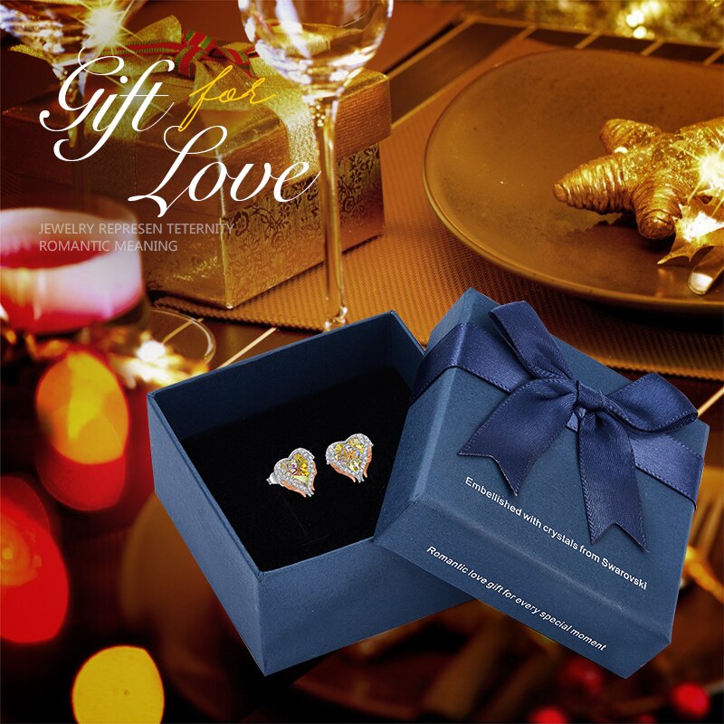 Angel Wings Heart Stud Earrings - 200000171 AB Color Gold in box / US Find Epic Store