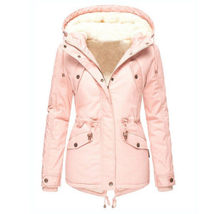 Plus Size Solid Color Thicken Down Jacket - 200000348 Pink / S / United States Find Epic Store