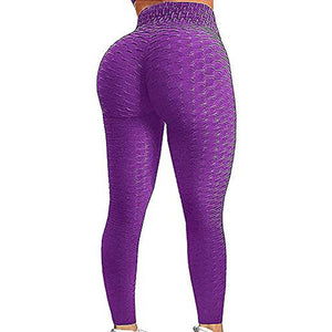 Women Ruched Butt Lift Leggings High Waist Yoga Pants Textured Scrunch Booty Workout Tights Running Fitness Leggings - 200000614 Purple / S / United States Find Epic Store