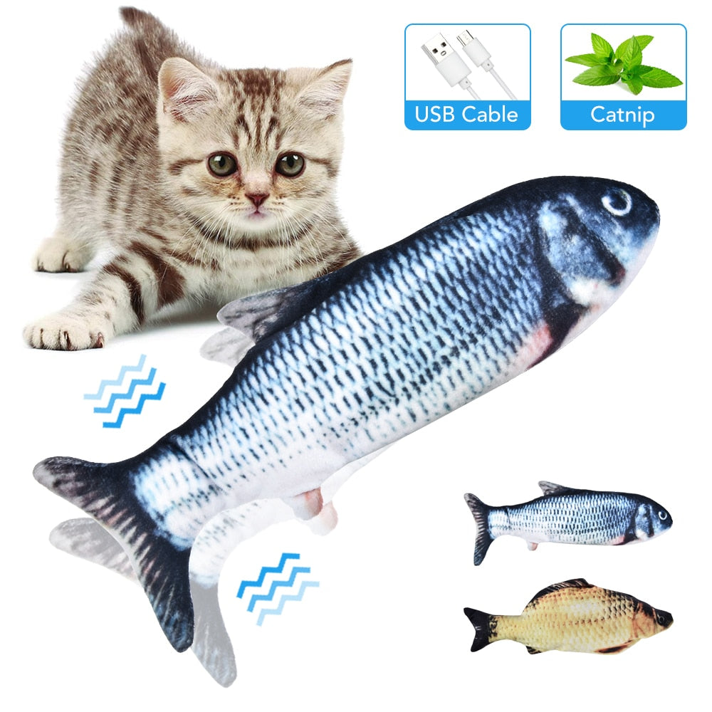 30CM Pet Cat Toy USB Electric Wagging Simulation Fish Toys for Cats Chewing Playing Biting Catnip Stuffed Interactive Plush Toy - 200003701 Find Epic Store