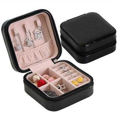 2021 Newly Jewelry Storage Box Large Capacity Portable Lock With Mirror Jewelry Storage Earrings Necklace Ring Jewelry Display - 200001479 United States / Black 01 Find Epic Store