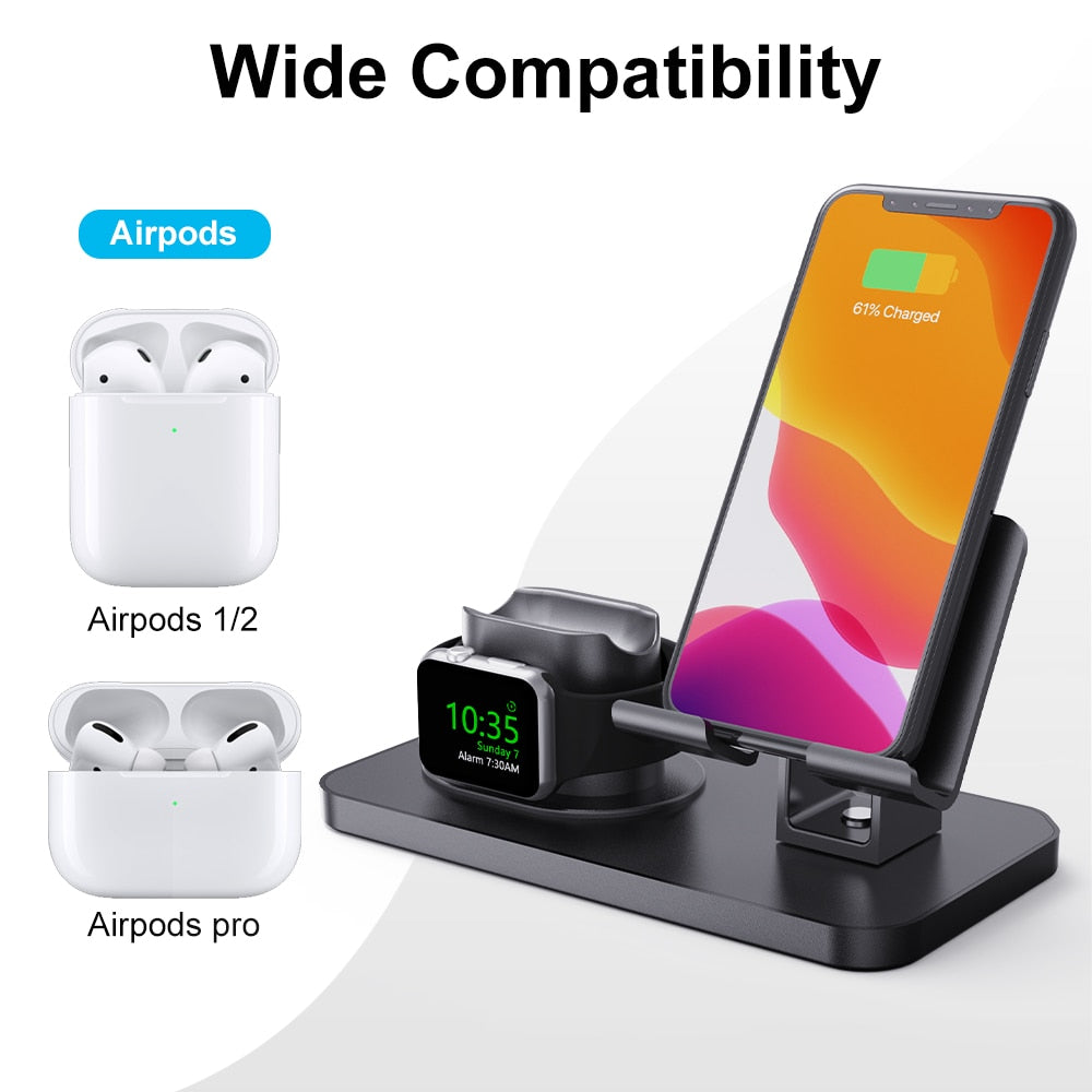 3 in 1 Charging Dock Holder For iPhone 11 12 Pro XR XS Max Silicone Charger Stand for Apple Watch AirPods Charging Station Docking - 5093004 Find Epic Store