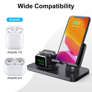 3 in 1 Charging Dock Holder For iPhone 11 12 Pro XR XS Max Silicone Charger Stand for Apple Watch AirPods Charging Station Docking - 5093004 Find Epic Store