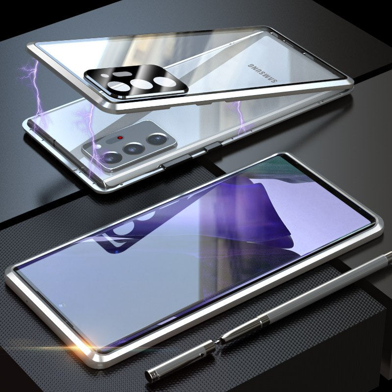 Luxury Magnetic Adsorption Back Cover for Samsung Galaxy Note 20 Ultra Note 20 Tempered Glass Built-in Magnet Metal Bumper Case - 380230 for Samsung Note 20 / Silver / United States Find Epic Store