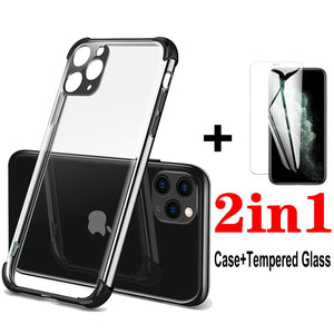 Gold Color Case - Thick Shockproof Airbag Case For iPhone 12 11 Pro Xs Max lens Protection Case on iPhone X Xr 7 8 Plus Back Cover Tempered glass - 380230 Find Epic Store