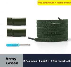 Magnetic Lock Elastic Shoelaces Flat Of Sneakers No tie Shoe Laces Metal locking Easy to put on and take off Lazy Shoelace - 3221015 Army Green / United States / 100cm Find Epic Store