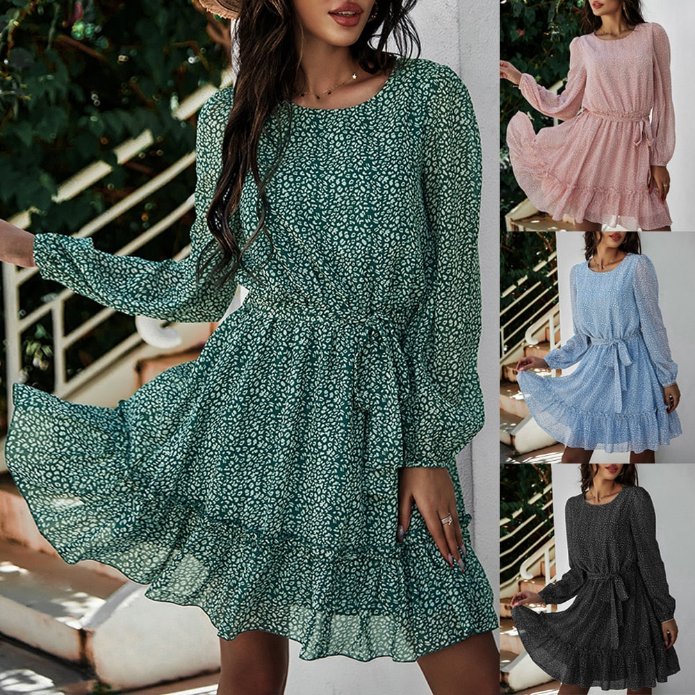 Ruffle Long Sleeve Dress - 200000347 Find Epic Store