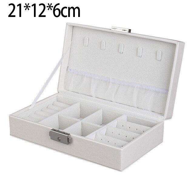 2021 New PU Leather Jewelry Storage Box Portable Double-Layer Packaging Box European-Style Multi-Function Winter Gift - 200001479 United States / Beige 03 Find Epic Store