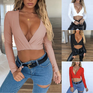Sexy Deep V Tight Sleeve Short Top Shirt 2019 - 200000791 Find Epic Store
