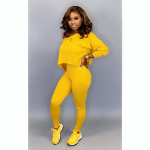 Women 2 Piece Seamless Tracksuit - 201530602 Yellow / S / United States Find Epic Store
