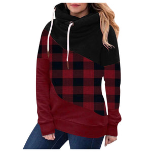 Women Red Black Grid Pullover Hoodie - 200000348 Black / S / United States Find Epic Store