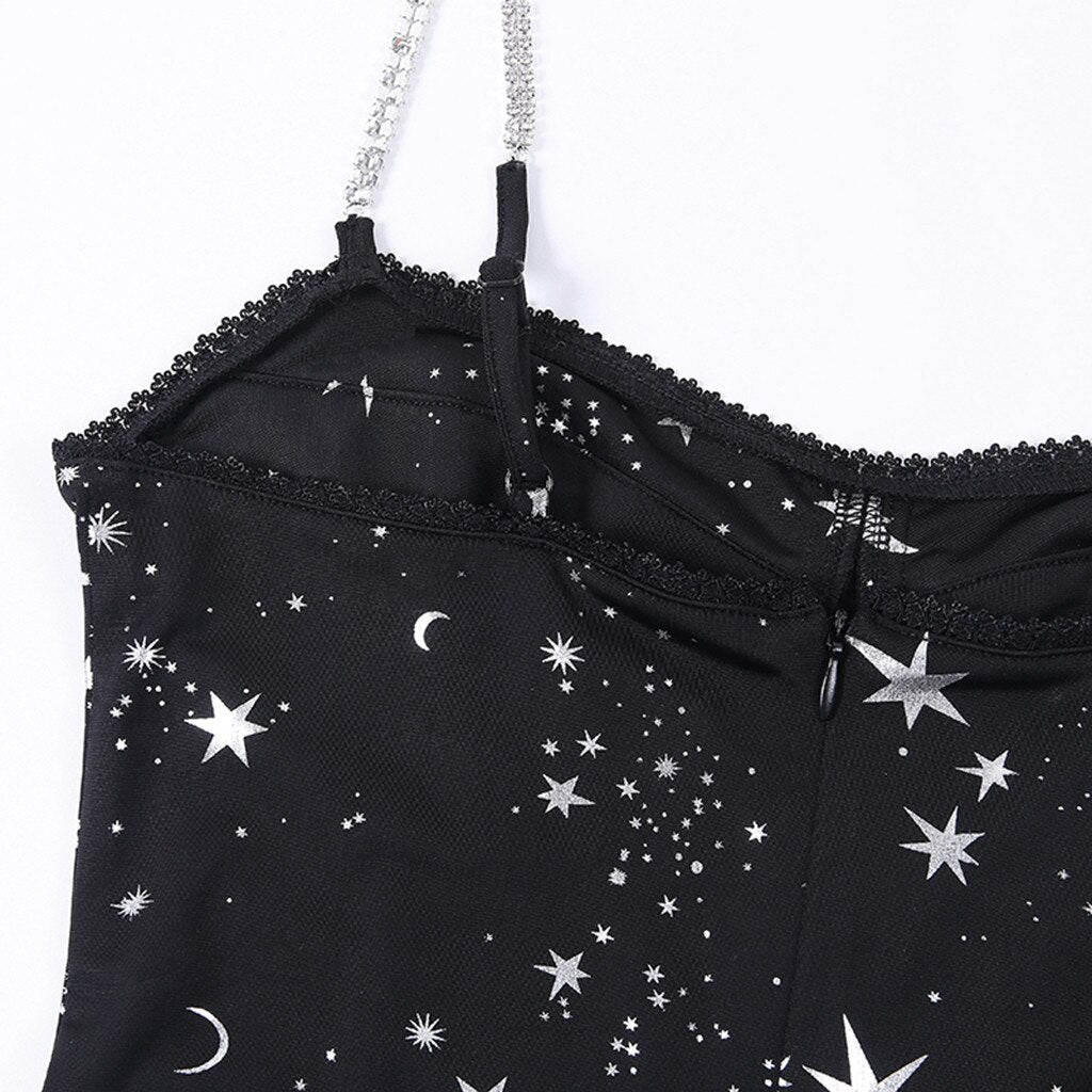 Moon Print Sleeveless Dress - 200000347 Find Epic Store