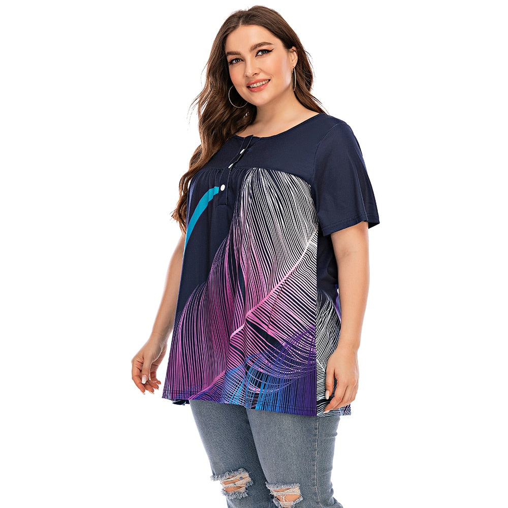 6XL Plus Size Pritn Short Sleeve Casual Loose T-shirt - 200000791 Find Epic Store