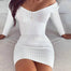 Bodycon Solid Color Off Shoulder Dress - 200000347 White / S / United States Find Epic Store