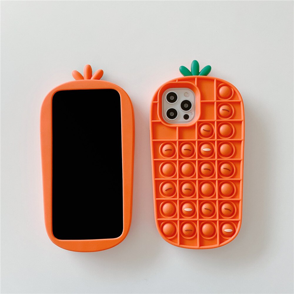Orange Carrot Color Case - Relieve Stress Pop Fidget Toys Push It Bubble Silicone Phone Case Iphone 12 11 Pro Max 7 8 Plus X XR XS 6 6S Soft Rainbow Cover - 380230 Find Epic Store