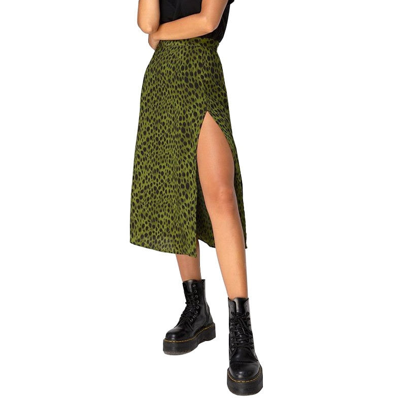 Leopard Print Sexy Split Long Skirt - 349 BS0234-4 / S / United States Find Epic Store