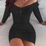 Bodycon Solid Color Off Shoulder Dress - 200000347 Black / S / United States Find Epic Store