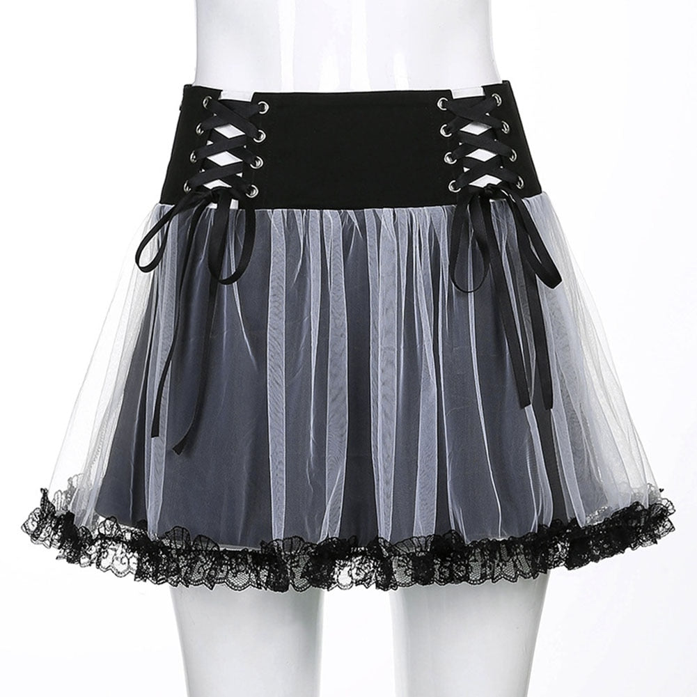 Dark Mall Gothic Mesh Mini Skirt - 349 Black / S / United States Find Epic Store