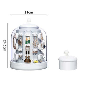 360 Rotating Jewelry Organizer Cosmetic Storage Box Earring Necklace Display Transparent Makeup Desktop Organizer For Woman - 200001479 United States / D-White Find Epic Store