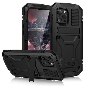 Full-Body Rugged Armor Shockproof Protective Case for iPhone 13 12 Pro Max Mini 11 Pro Max Kickstand Aluminum Metal Cover - 0 Find Epic Store