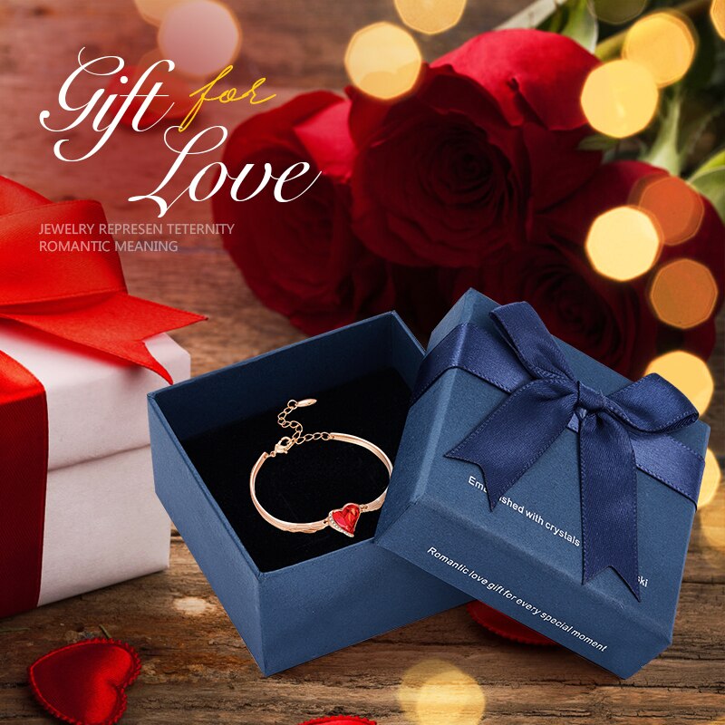 Green Fashion Heart Crystal Charm Bangles Gold Color Copper Jewelry - 200000146 Red in box / United States Find Epic Store