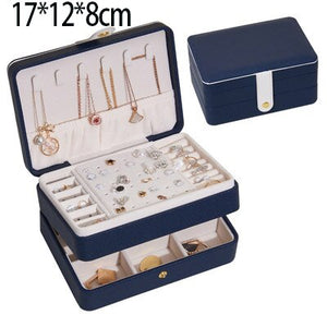 2021 Newly Jewelry Storage Box Large Capacity Portable Lock With Mirror Jewelry Storage Earrings Necklace Ring Jewelry Display - 200001479 United States / Blue 05 Find Epic Store
