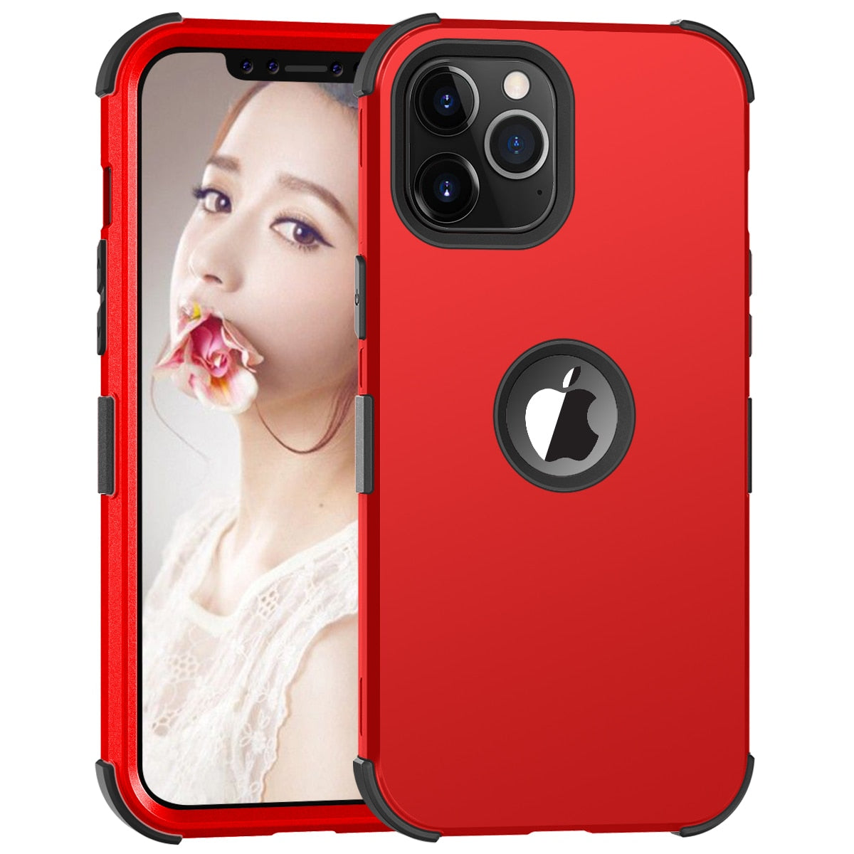 Shockproof 2 in 1 Case for iPhone 12 Shield Hybrid Hard PC + Soft TPU Case for iPhone 12 Pro Max Dual Layer Back Cover - 380230 for iPhone 12 Mini / Red / United States Find Epic Store
