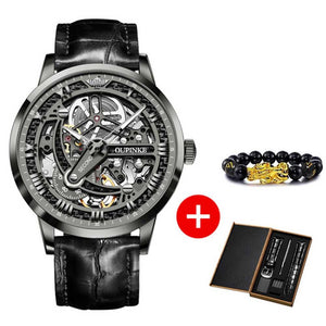 OUPINKE Automatic Mechanical Skeleton Leather Wristwatch - 200033142 gray face / United States Find Epic Store