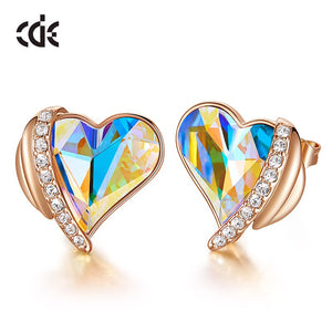 Red Heart Crystal Earrings Angel Wings - 200000171 AB Color Gold / United States Find Epic Store