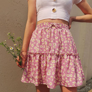 Daisy Print Ruffled Pleated Skirt - 349 Find Epic Store