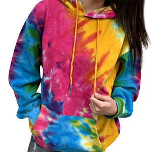 Tie Dye Fashion Long Sleeve Loose Jumper Hoodie - 200000348 Yellow / S / United States Find Epic Store