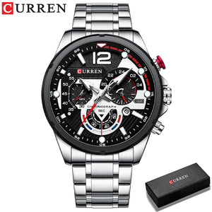 New Green Men's Watches Top Brand Luxury Stainless Steel Quartz Watch Men Sport Date Male Clock Waterproof Wristwatch - 0 Silver black-box Find Epic Store