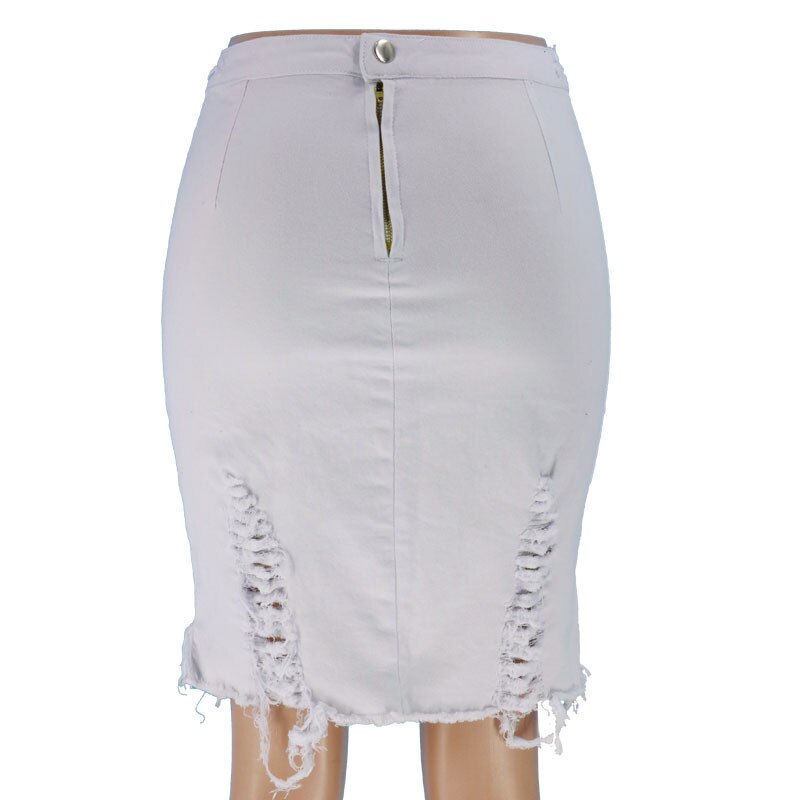 All-match Solid Hole Ripped Skirt - 349 Find Epic Store