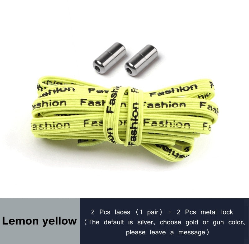 24 Colors Elastic Shoelaces Capsule Metal Suitable for All Universal Lazy Lace Man and Woman Shoes Sneakers No Tie Shoelace - 3221015 Lemon yellow / United States / 100cm Find Epic Store