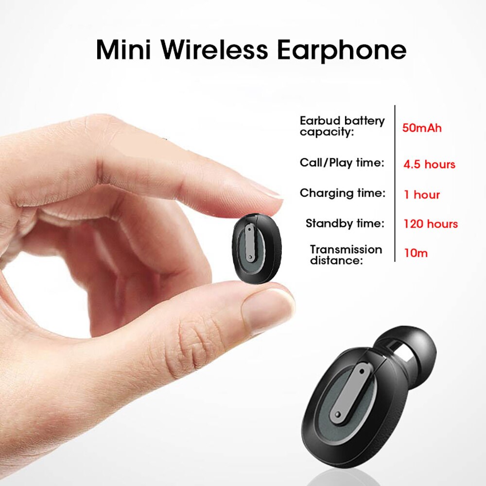 1Pc Wireless Monaural Earphone Bluetooth V5.0 Mini In-Ear Earbud Stereo Earphone with 1200mAh Charging Case for All Smartphone - 63705 Find Epic Store