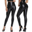 Black PU Leather Skinny High Waist Pants - 200000614 Find Epic Store