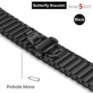 Link Bracelet for Apple Watch band 44mm 40mm iWatch 42mm 38mm Stainless Steel Gen.6th strap for Apple watch series 6 5 4 3 2 se - 200000127 United States / Butterfly Bracelet-B / For 38mm and 40mm Find Epic Store