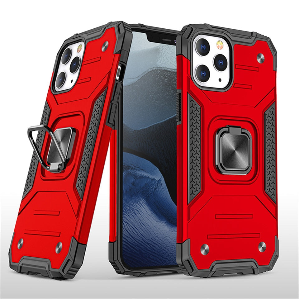 Cases For iPhone 12 Pro Max Shell Kickstand Silicone Shockproof Magnetic Car Holder Wireless Charging Phone Case For iPhone 12 - 380230 For iPhone 12 Mini / Red / United States Find Epic Store