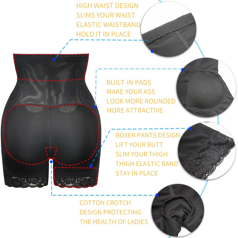 High Waist Shapewear Butt Lifter Booty Enhancer Waist Trainer Hip Pads Body Shaper Tummy Slimming Sheath Padded Panties Shorts - 31205 Find Epic Store