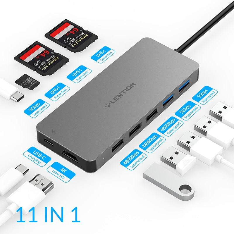 USB HUB to Multi USB 3.0 HDMI Adapter Dock for M1 MacBook Pro Air 13.3 Accessories USB-C Type C SD TF Splitter 11 Port USB C HUB - 0 United States / 11 in 1 Find Epic Store