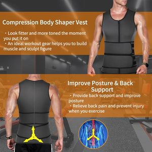 Neoprene Sweat Vest for Men Waist Trainer Vest Adjustable Workout Body Shaper with Double Zipper for Sauna Suit for Men - 200001873 Find Epic Store