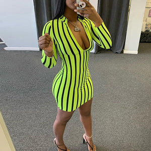 Women Long Sleeve Neon Color Fashion Dress - 200000347 Find Epic Store